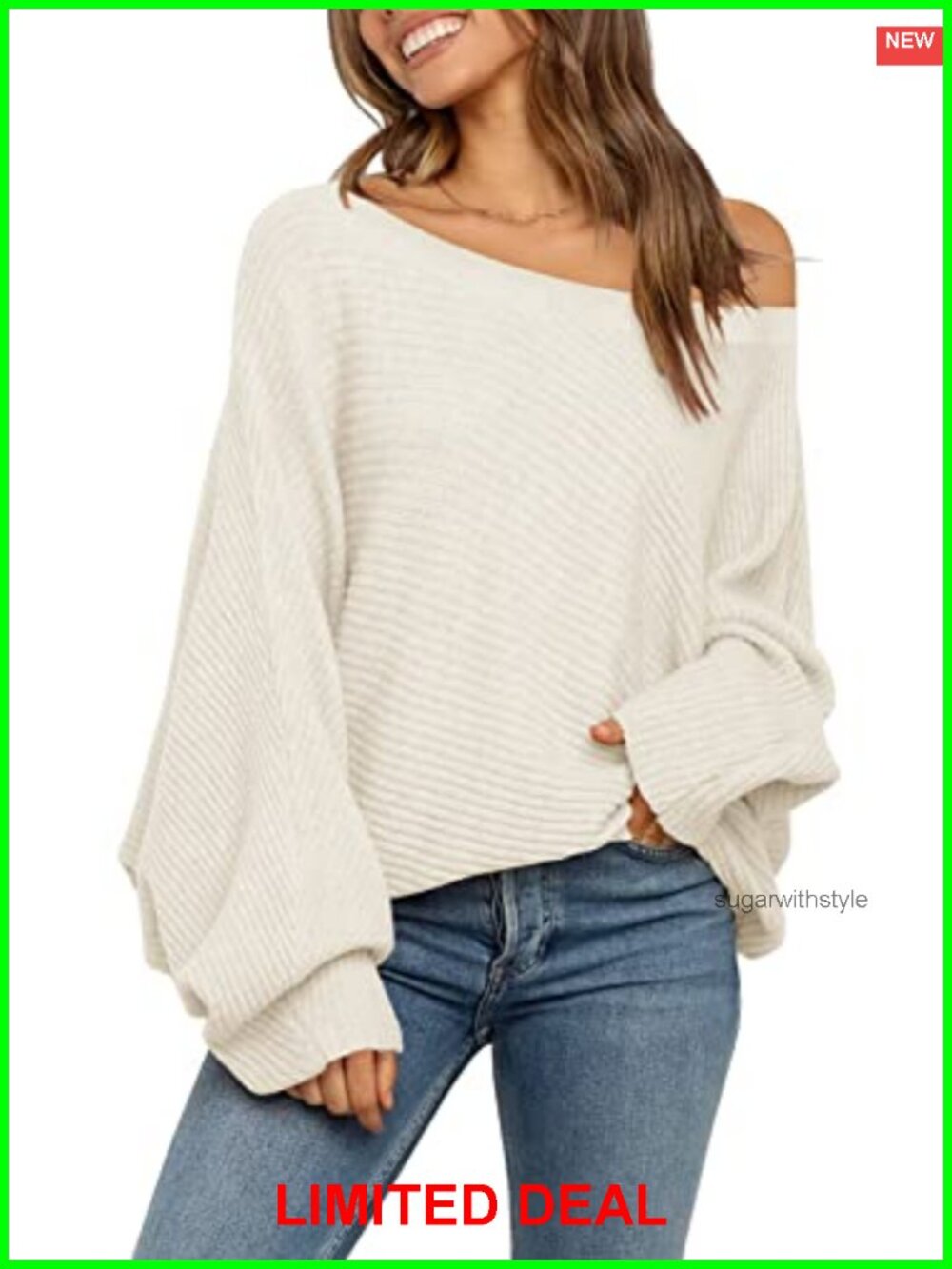 Women Oversized Off Shoulder Slouchy Knit Sweater Pullover Jumper Top